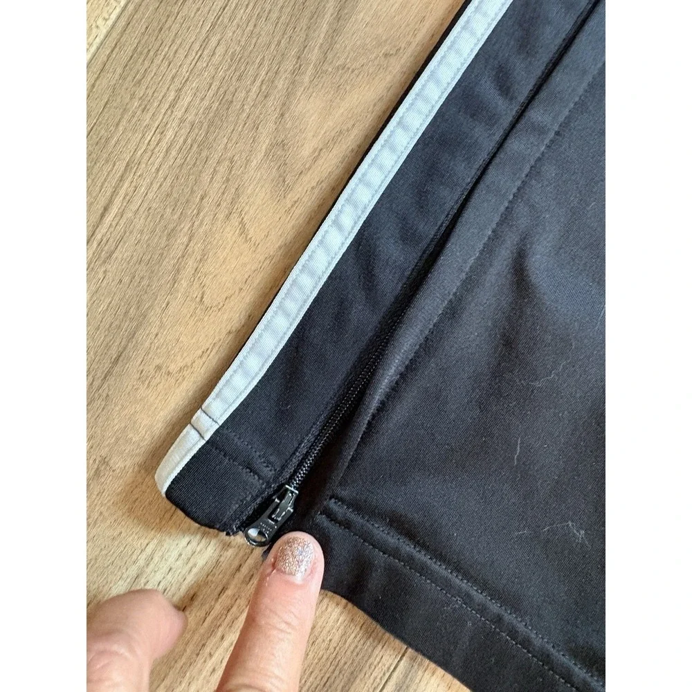 Adidas Athletic Pants Track Sweatpants Black Men's Small White Stripes Leg Zip
